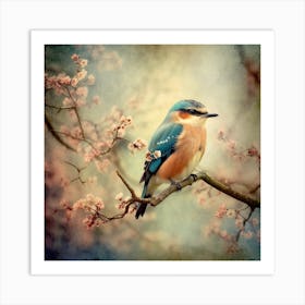 Kingfisher In Blossom Art Print