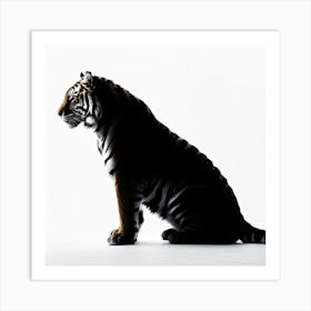 Royal Bengal Tiger Silhouette Minimalist Style Stark Contrast Against A Stark White Background Sh Art Print