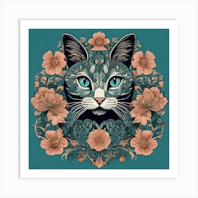 william Cat With Flowers Art Print