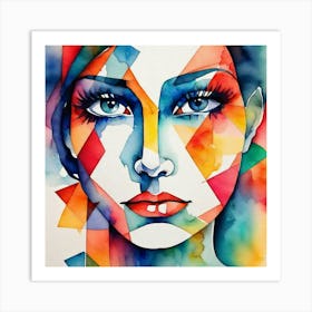 Watercolor Of A Woman'S Face 3 Art Print