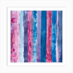 Blue And Pink Stripes Art Print