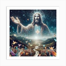 Jesus With Doves Art Print