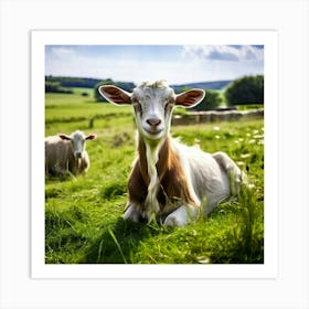 Pasture Rural Farm Goat Nature Farming Natural Countryside Animal Herd Agriculture Meadow Art Print