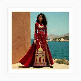 Muslim Woman In Red Dress 6 Art Print