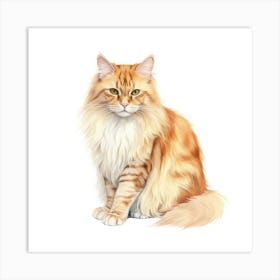 Cymric Longhair Manx Cat Portrait 3 Art Print