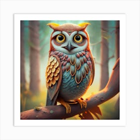 Owl In The Forest Art Print