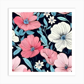 Seamless Floral Pattern 1 Art Print