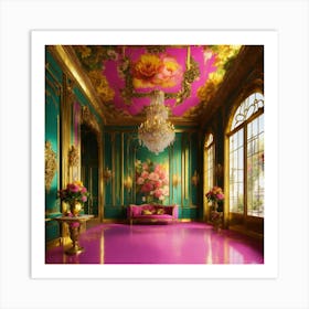 Pink And Gold Room 3 Art Print