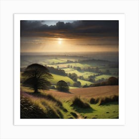 Sunset Over A Field Art Print