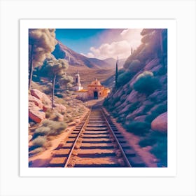 Train Tracks In The Mountains Art Print