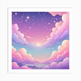 Sky With Twinkling Stars In Pastel Colors Square Composition 48 Art Print