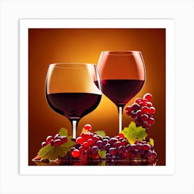 Wine Glasses And Grapes 1 Art Print