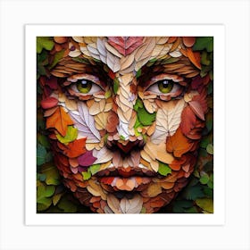 Autumn Leaves Face Art Print