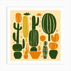 Rizwanakhan Simple Abstract Cactus Non Uniform Shapes Petrol 71 Art Print