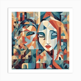 Concern And Anxiety Cubism Style Art Print