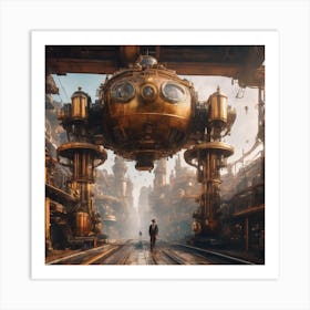 Steampunk meets artificial intelligence: A retro-futuristic world Art Print