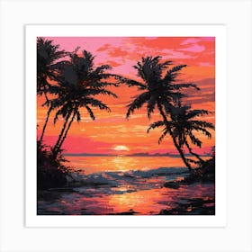 Sunset Palm Trees 1 Art Print