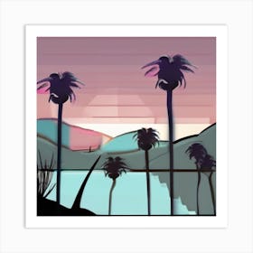 Palm Trees At Sunset 2 Art Print