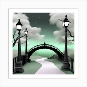 Bridge In The Park Landscape Art Print