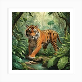 Tiger In The Jungle Art Print 3 Art Print