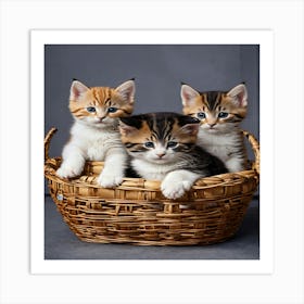 Kittens In A Basket 1 Art Print