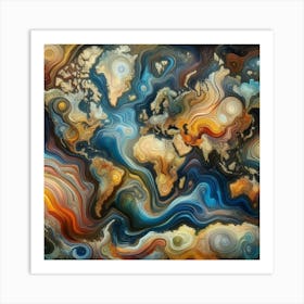 Abstract World Map 8 Art Print