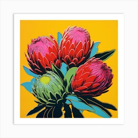 Protea 4 Pop Art Illustration Square Art Print