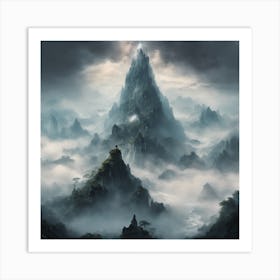 Mountain In The Clouds Art Print