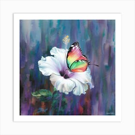 Butterfly On Hibiscus Canvas Print Art Print
