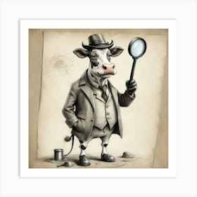 Detective Cow 2 Art Print