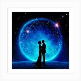 Couple In Love In Space Art Print