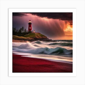 Lighthouse At Sunset 22 Art Print