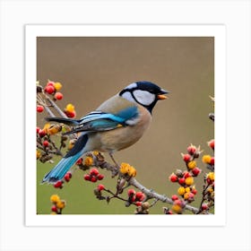 Tit on branch 41 Art Print