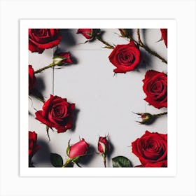 Red Roses On White Background 1 Art Print