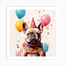 French Bulldog Birthday Party Art Print