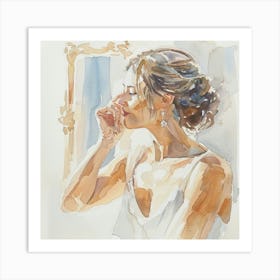 Watercolor Bride Getting Ready 1718372375 4 Art Print