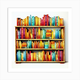 Colorful Bookshelf,A book shelf with books on the wall Art Print
