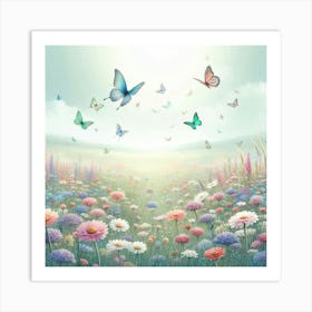 Meadow With Butterflies Art Print