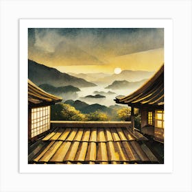 Firefly Rustic Rooftop Japanese Vintage Village Landscape 71197 Art Print