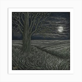 Full Moon In The Field Art Print