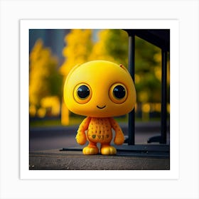 Firefly Cute, Friendly, Alien, Yellow, Cat Eyes, Bus Stop, Whimsical, Vibrant, Extraterrestrial, Cha (10) Art Print