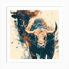 Bulls Running Art Print