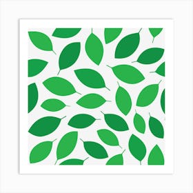 Green Leaves On Black Background Art Print