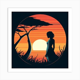 Sunset In The Savannah Art Print