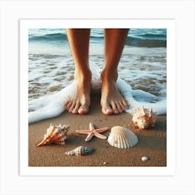 Feet On The Beach Art Print