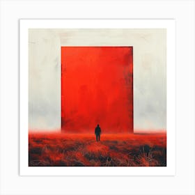 Red Door in a red field - abstract art, abstract painting  city wall art, colorful wall art, home decor, minimal art, modern wall art, wall art, wall decoration, wall print colourful wall art, decor wall art, digital art, digital art download, interior wall art, downloadable art, eclectic wall, fantasy wall art, home decoration, home decor wall, printable art, printable wall art, wall art prints, artistic expression, contemporary, modern art print, Art Print