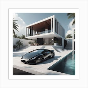 Black Lamborghini black Art Print