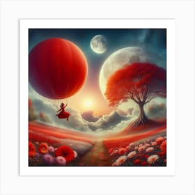 Red Hot Air Balloon 1 Art Print