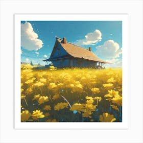 Yellow Flowers In A Field 57 Art Print