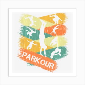 Retro Parkour For Boys Silhouette Vintage Free Running Art Print